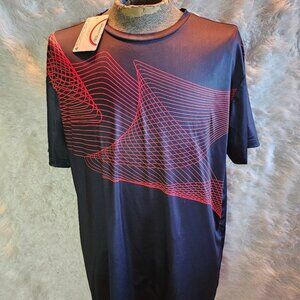 Geek Lighting Speed Run Man's Black and Red Line Path T-Shirt Size XL